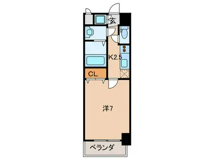ル・クレール天下茶屋(1K/9階)の間取り写真