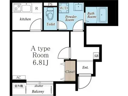 リブリ・グランハイムII(1K/1階)の間取り写真