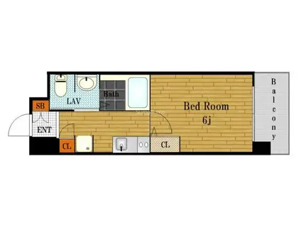 ブリリアント大阪西(1K/2階)の間取り写真