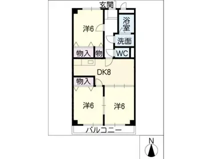 クレセントコートミヤタ(3DK/2階)の間取り写真