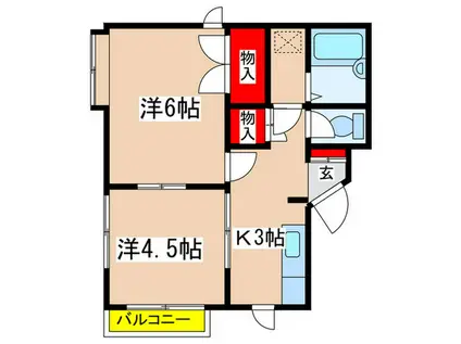 ベルハイム新百合ヶ丘(2K/1階)の間取り写真