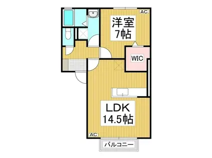 フレマリール若宮D棟(1LDK/1階)の間取り写真