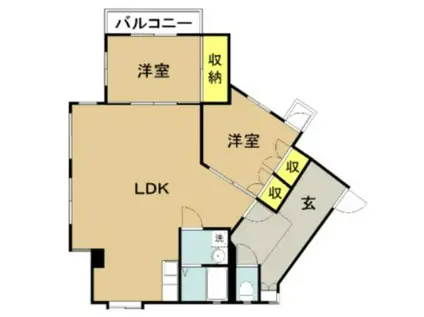 オフィスティ第一ビル(2LDK/3階)の間取り写真