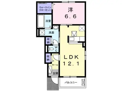 ホワイトハウスⅠ番館(1LDK/1階)の間取り写真