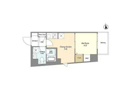 グランカーサ上野松が谷(1DK/8階)の間取り写真