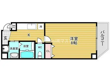 フィオ―ラマンション天王寺(1K/6階)の間取り写真