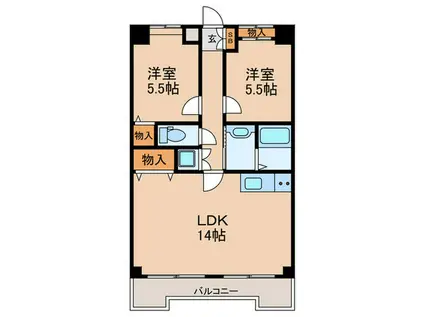 リンデンハイム赤塚(2LDK/2階)の間取り写真