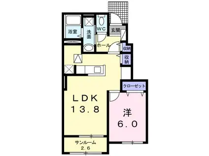 ガーベランスA(1LDK/1階)の間取り写真