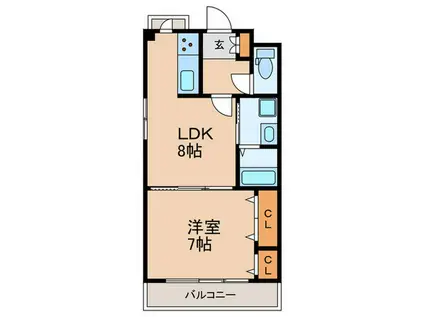 エグゼ三恵(1LDK/1階)の間取り写真