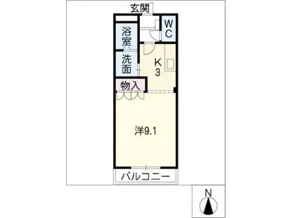 レシェンテIII(1K/1階)の間取り写真