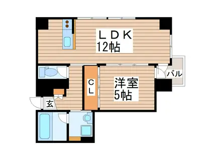 フェリシダ五橋(1LDK/7階)の間取り写真