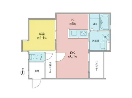 VILLA桜山(1LDK/3階)の間取り写真