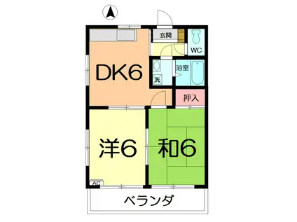 第7ノグチコーポ(2DK/1階)の間取り写真