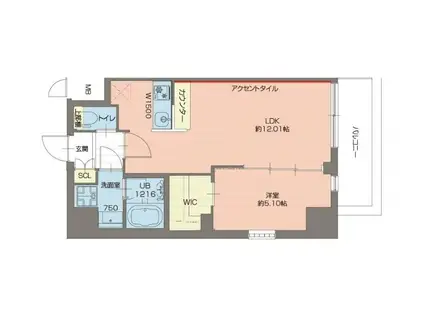 プレジオ西宮北口(1LDK/2階)の間取り写真