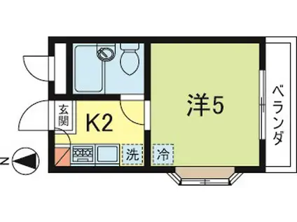 ドエル梅里(1K/2階)の間取り写真