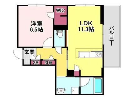 スカイ ウィング(1LDK/3階)の間取り写真