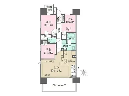 ＪＲ京浜東北線 さいたま新都心駅 徒歩9分 19階建 築3年(3LDK/4階)の間取り写真