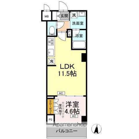 ロイジェント潮見(1LDK/7階)の間取り写真