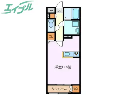 ファイン(ワンルーム/2階)の間取り写真