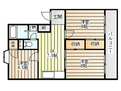 モリハイム菅原III(3DK/5階)の間取り写真