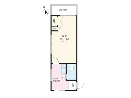 ラ・セゾン白山(1K/3階)の間取り写真