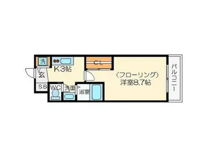 コンフォルトK(1K/4階)の間取り写真