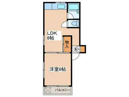 OLD&NEWアパートメント裏中野(1LDK/2階)の間取り写真