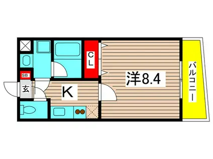 エスパシオ(1K/4階)の間取り写真