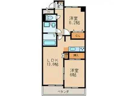 イデアル(2LDK/3階)の間取り写真