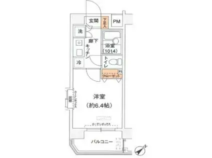 DUO・CREA西五反田(1K/9階)の間取り写真