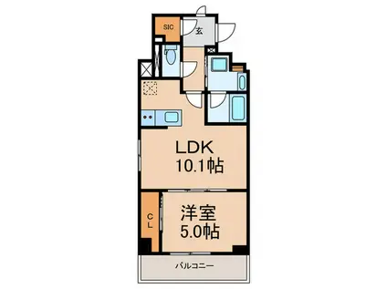 PARK PERLE池尻(1LDK/1階)の間取り写真