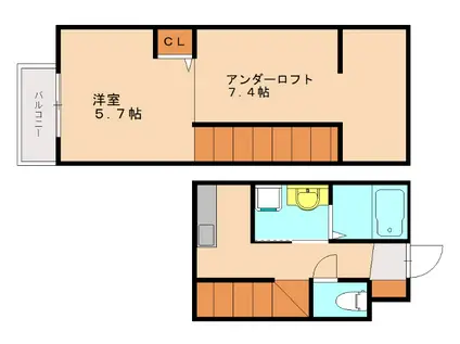 グラシアス学研都市(1K/2階)の間取り写真