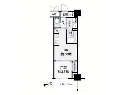 ブランシエスタ明石(1DK/6階)の間取り写真