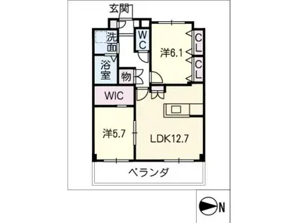 ミキスクエア橋目II(2LDK/2階)の間取り写真