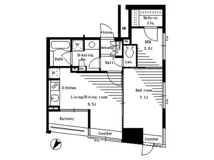 パークアクシス日本橋ステージ(1LDK/11階)の間取り写真