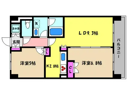 サニープレイス西芦屋(2LDK/7階)の間取り写真