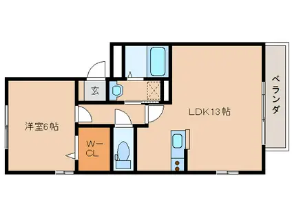 リビングタウン南紀寺(1LDK/1階)の間取り写真