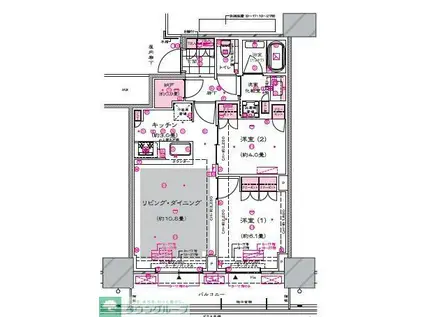 ドレッセタワー新綱島(2LDK/23階)の間取り写真