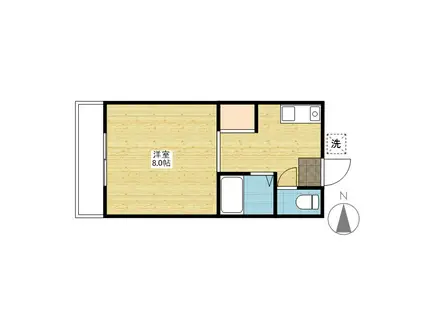 ウエスト岡山I(1K/1階)の間取り写真