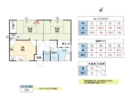 双葉ハイツ(2DK/2階)の間取り写真