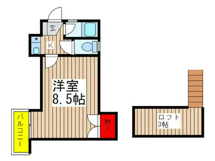 グリーンターフ・セゾン(1K/3階)の間取り写真