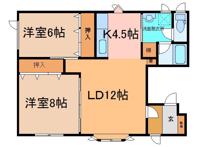 ウエストコート(2LDK/2階)の間取り写真
