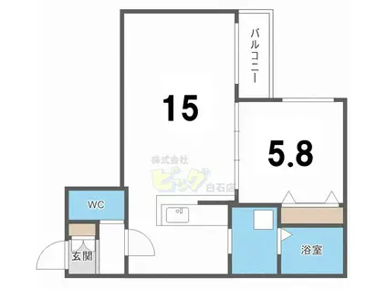 フィーノW-FIVE(1LDK/2階)の間取り写真