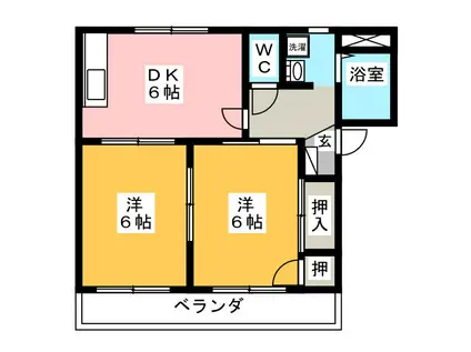 フレグランス緑ヶ丘 B(2DK/1階)の間取り写真