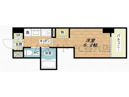 エステムコート大阪城南II(1K/8階)の間取り写真