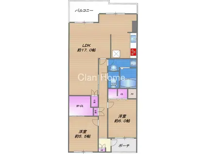 緑橋レックスマンション(2LDK/12階)の間取り写真