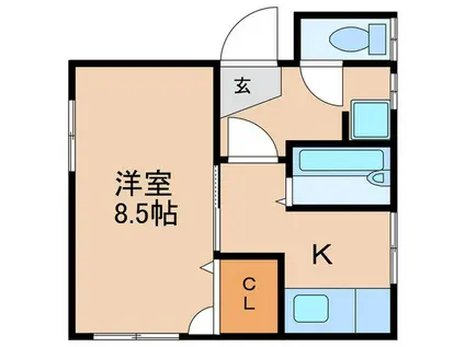 シャトー大物(1K/1階)の間取り写真