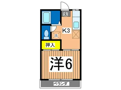 第二メイユーハイツ(1K/2階)の間取り写真