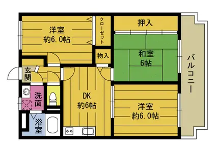 ジーニアル プレイス光 II番館(3DK/3階)の間取り写真