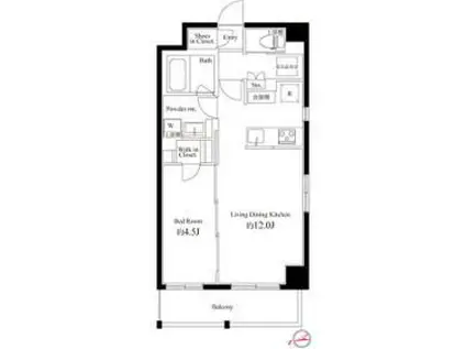 ハーモニーレジデンス新宿御苑ザイースト(1LDK/6階)の間取り写真